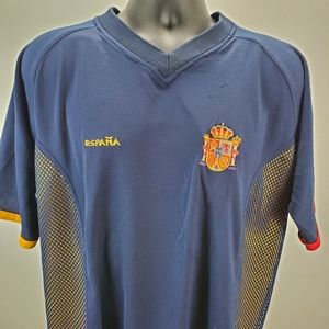 Spain Football Espana Soccer Jersey Men's XL Shirt Navy Blue Gino's